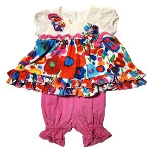 Baby Girls Isobella & Chloe Floral Lace Colorful Outfit 3 Months Dress Bloomers
